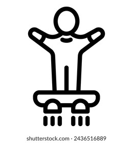 Sportsman on fly board icon outline vector. Extreme diver activity. Acrobatic flyboarding platform