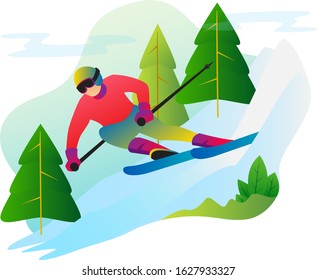 Sportsman play in the snow with a snowboard in winter. Template for website landing page, mobile app and ui ux design