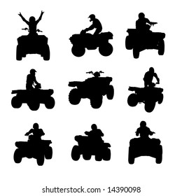 Sportsman riding quad bike silhouettes