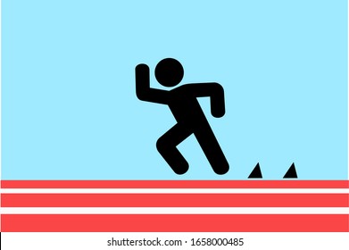 Sportsman, runner, sprinter and athlete is running spring on the athetic track. Vector illustration