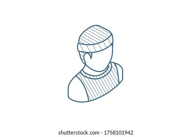 sportsman, running isometric icon. 3d vector illustration. Isolated line art technical drawing. Editable stroke