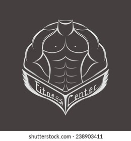 Sportsman silhouette character vector logo design template. Sport Fitness club creative concept - stock vector. Bodybuilder Fitness Model - Illustration Tattoo.