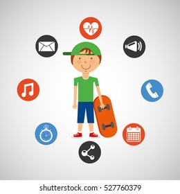 sportsman skater game apps icons vector illustration eps 10