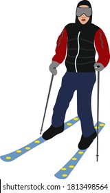 Sportsman skiing on White Background. Vector illustration