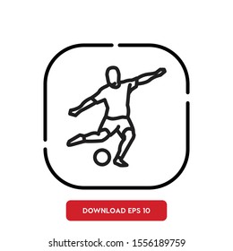 Sportsman symbol, soccer player outline vector icon
