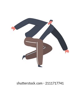 Sportsman Teenager Male Character Jumping or Dancing Isolated on White Background. Man Exercising Parkour Sport, Jump over Barrier, Dance Hip Hop, Extreme Activity. Cartoon People Vector Illustration