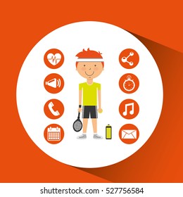 sportsman tennis racket apps icons vector illustration eps 10