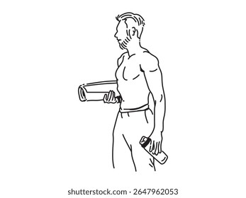 Treinamento esportivo, Exercício, Água potável, Ilustração de vetor de arte de linha