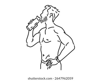 Treinamento esportivo, Exercício, Água potável, Ilustração de vetor de arte de linha