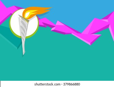 Sportsmanship Flame Torch on an Abstract Background. Editable Clip Art.