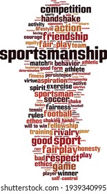Sportsmanship word cloud concept. Collage made of words about sportsmanship. Vector illustration 