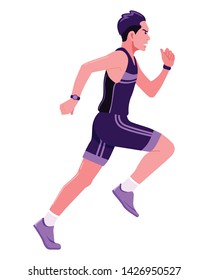 Sportsmen run jogging in sportswear vector illustration