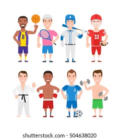 sportsmen set on white background