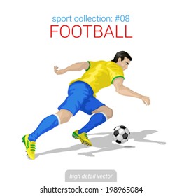 Sportsmen vector collection. Football player forward offense. Sportsman high detail illustration.