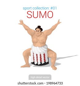 Sportsmen vector collection. Sumo fighter. Sportsman high detail illustration.