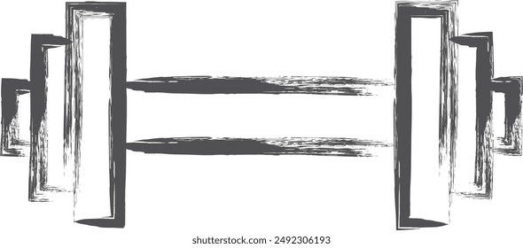 Sports-related brush-drawn single illustration dumbbell