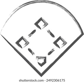 Sports-related brush-drawn single illustrations: coat, baseball