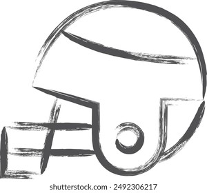 Sports-related brushstroke single item illustration helmet rugby
