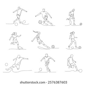 A sports-themed football illustration, a large set designed with a flowing line.