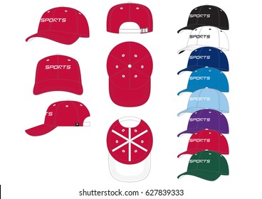 Sportswear Baseball Caps Front Back Side Stock Vector (Royalty Free ...