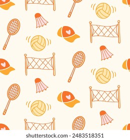 Sportswear beach sport vector seamless pattern. tropical summer background. Beach hand drawn simple boho repeat texture. Modern kids drawing textile, print, wallpapers, wrapping paper.