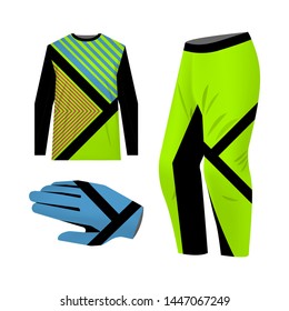 sportswear custom design templates. Kit for snowboarding, motocross, mountain biking. Sublimation print templates.