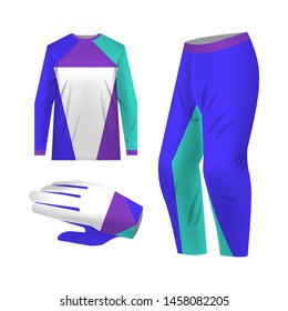 sportswear custom design templates. Kit for snowboarding, motocross, mountain biking. Sublimation print templates.