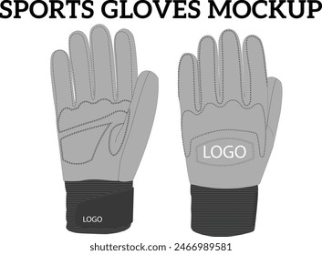 Guantes personalizados de ciclismo de ropa deportiva diseño vista posterior frontal Ilustración vectorial maqueta Plantilla uso libre