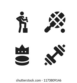 sportswear icon. 4 sportswear vector icons set. exercise, tennis and dumbbell icons for web and design about sportswear theme