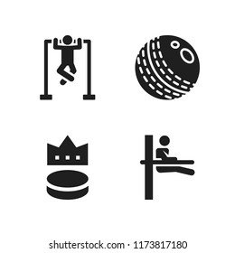 sportswear icon. 4 sportswear vector icons set. fitness, exercise and cricket icons for web and design about sportswear theme