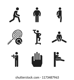 sportswear icon. 9 sportswear vector icons set. overweight, tennis and exercise icons for web and design about sportswear theme