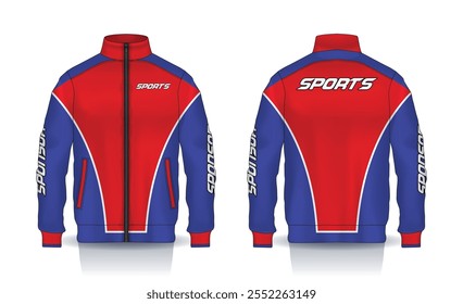 Sportswear Jacket Design, Tracksuit Design, Motocross, corrida, futebol, basquete, futebol, críquete, jogos, hóquei, handebol, frente e vista traseira Windbreaker Design