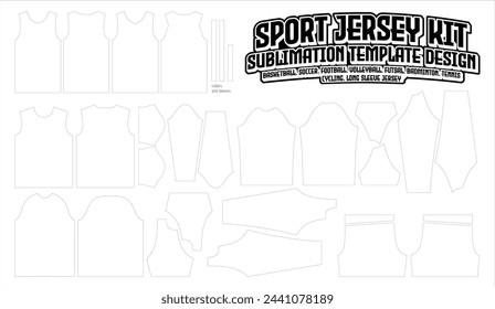 conjunto de patrones de impresión de diseño uniforme de camiseta deportiva baloncesto, fútbol, fútbol, manga larga