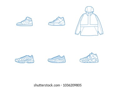 Sportswear — shoes and windrunner illustrations 