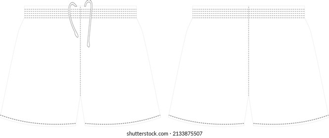 Plantilla de vectores de ilustraciones de sketch corto de fútbol de ropa deportiva, Tennis Breve Swift Corto Corriendo Diseño de vectores editables cortos