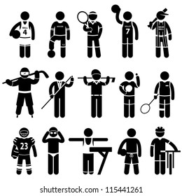 Sportswear Sports Attire Clothing Apparel Player Athlete Wear Shirt Stick Figure Pictogram Icon