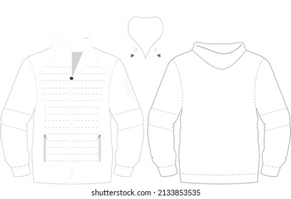 Sportswear Subzero Long Sleeve Jacket, Vector Illustration of Sportswear, Waterproof Mens Wear Template