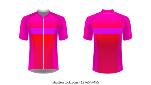 Sportswear templates. Designs for sublimation printing. Uniform blank for triathlon, cycling, cross country, run, marathon, race. Vector mocup. Team or uniform concept. Cycling tour kit design.