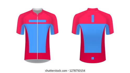 Sportswear templates. Designs for sublimation printing. Uniform blank for triathlon, cycling, cross country, run, marathon, race. Vector mocup. Team or uniform concept. Cycling tour kit design.