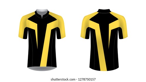 Sportswear templates. Designs for sublimation printing. Uniform blank for triathlon, cycling, cross country, run, marathon, race. Vector mocup. Team or uniform concept. Cycling tour kit design.