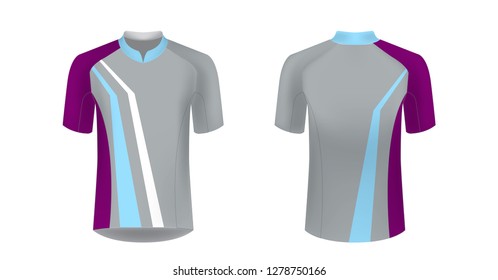 Sportswear templates. Designs for sublimation printing. Uniform blank for triathlon, cycling, cross country, run, marathon, race. Vector mocup. Team or uniform concept. Cycling tour kit design.