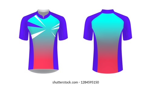 Sportswear templates. Designs for sublimation printing. Uniform blank for triathlon, cycling, cross country, run, marathon, race. Vector mocup. Team or uniform concept. Cycling tour kit design.