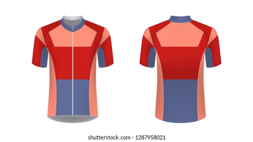 Sportswear templates. Designs for sublimation printing. Uniform blank for triathlon, cycling, cross country, run, marathon, race. Vector mocup. Team or uniform concept. Cycling tour kit design.