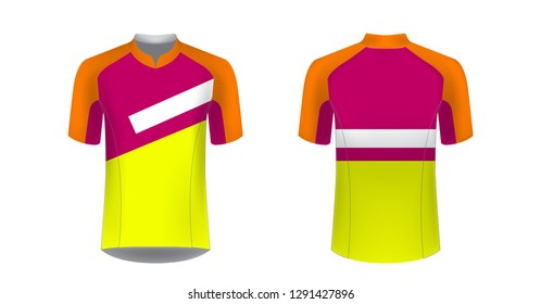 Sportswear templates. Designs for sublimation printing. Uniform blank for triathlon, cycling, cross country, run, marathon, race. Vector mocup. Team or uniform concept. Cycling tour kit design.