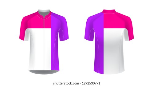 Sportswear templates. Designs for sublimation printing. Uniform blank for triathlon, cycling, cross country, run, marathon, race. Vector mocup. Team or uniform concept. Cycling tour kit design.