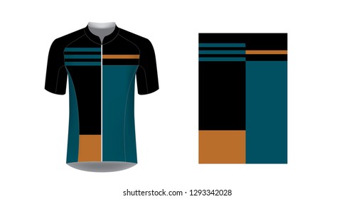 Sportswear templates. Designs for sublimation printing. Uniform blank for triathlon, cycling, cross country, run, marathon, race. Vector mocup. Team or uniform concept. Cycling tour kit design.