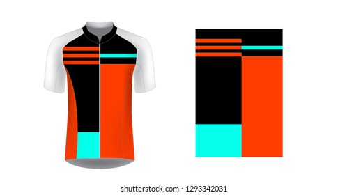 Sportswear templates. Designs for sublimation printing. Uniform blank for triathlon, cycling, cross country, run, marathon, race. Vector mocup. Team or uniform concept. Cycling tour kit design.