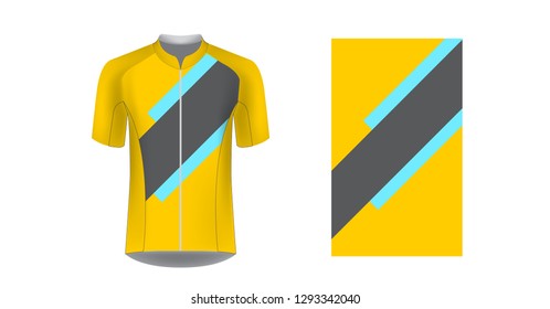 Sportswear templates. Designs for sublimation printing. Uniform blank for triathlon, cycling, cross country, run, marathon, race. Vector mocup. Team or uniform concept. Cycling tour kit design.