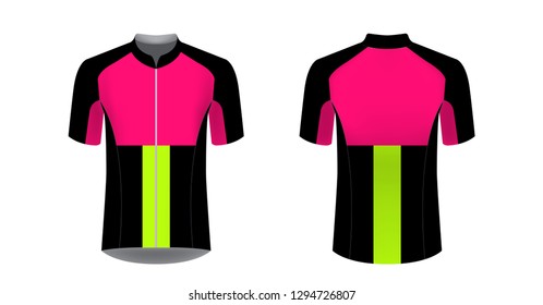 Sportswear templates. Designs for sublimation printing. Uniform blank for triathlon, cycling, cross country, run, marathon, race. Vector mocup. Team or uniform concept. Cycling tour kit design.