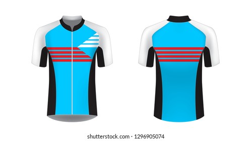 Sportswear templates. Designs for sublimation printing. Uniform blank for triathlon, cycling, cross country, run, marathon, race. Vector mocup. Team or uniform concept. Cycling tour kit design.